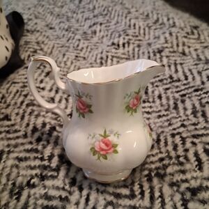 Floral Porcelain Creamer with Gold Trim